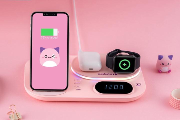 4in1 고속 무선충전기 거치대 핑크빈 피규어 애플 워치 아이폰 에어팟 휴대폰