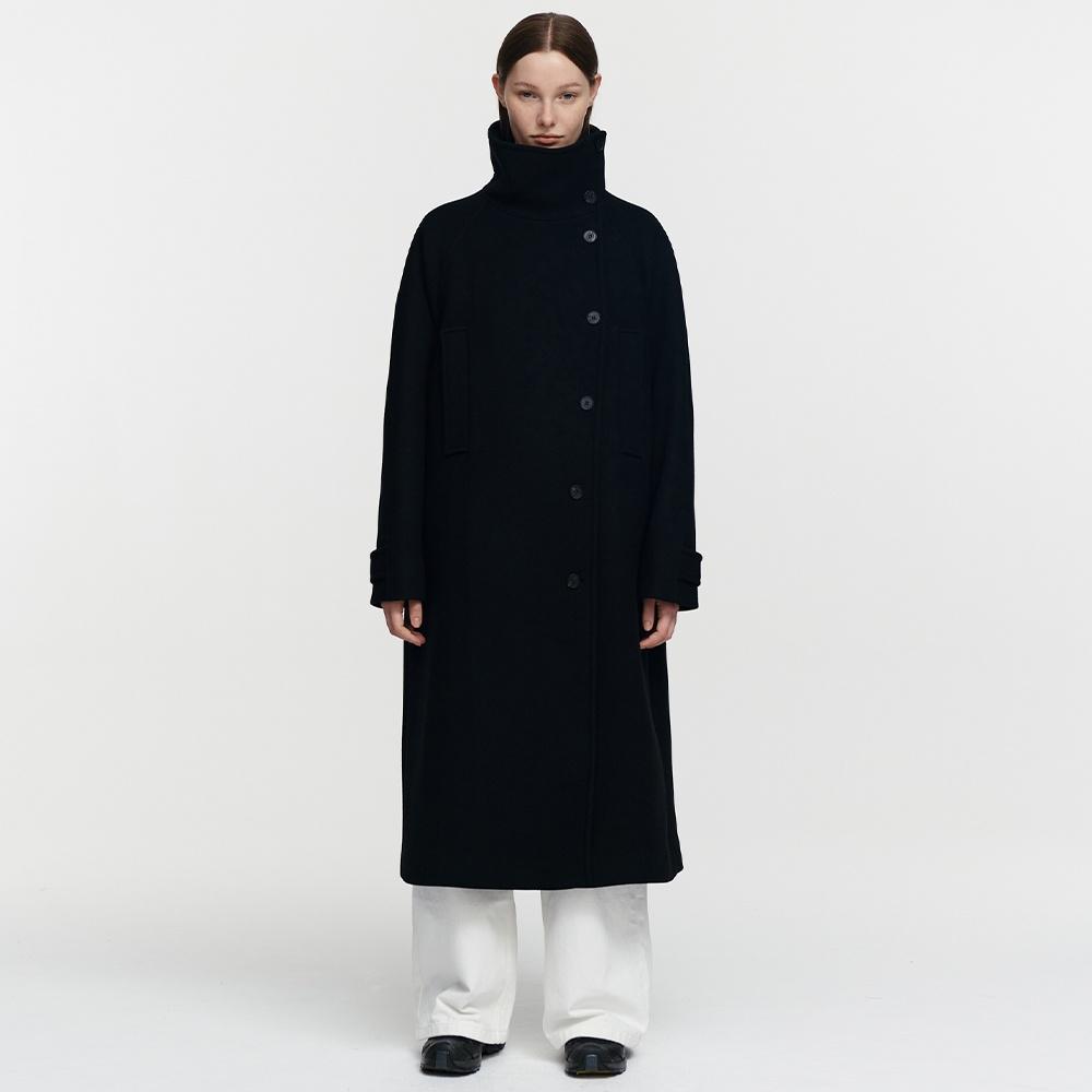 CASHMERE HIGH NECK COAT (BLACK)