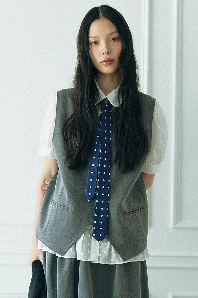 DOT pattern slim tie (Navy)