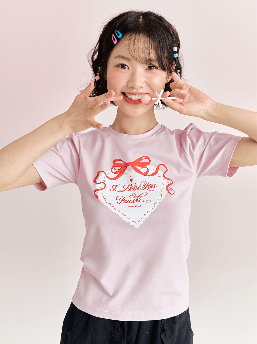 레드 하트 티셔츠 - 핑크 (RED HEART T-SHIRT - PINK) /  2차 6월 28일 순차 배송