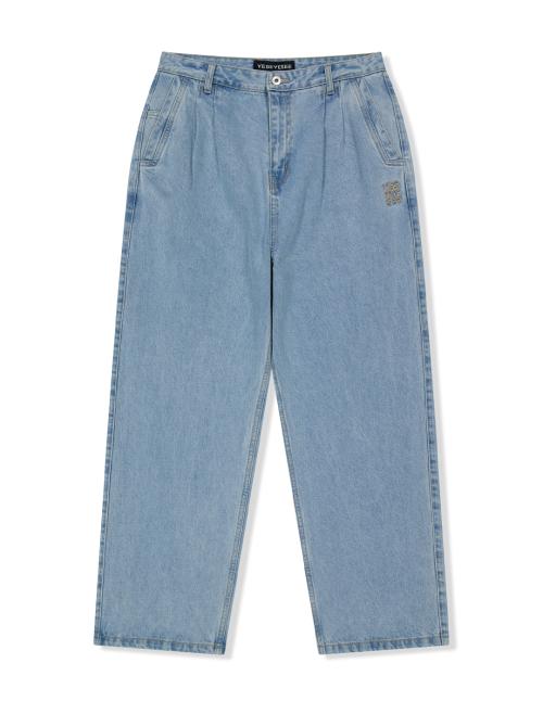 Two Tucked Denim Pants Light Indigo