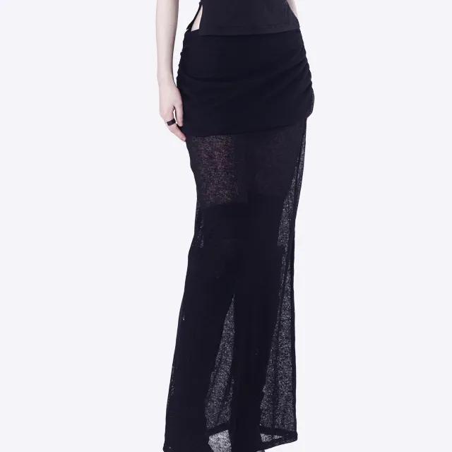 셔링 시스루롱스커트 드레이프 맥시스커트