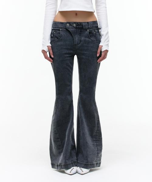 Op. 09 WICKED SLIM FLARE DENIM PANTS D/GRAY