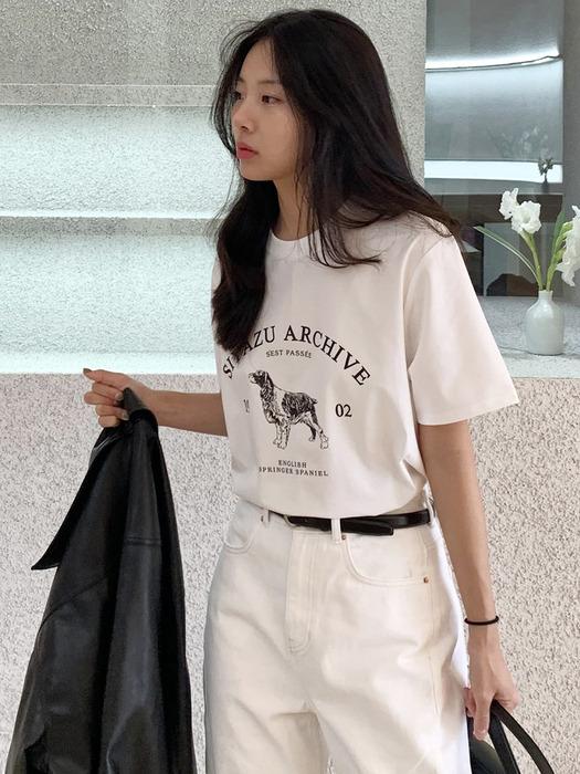 SITP5191 아카이브 하운드 프린팅 반팔티_Ivory