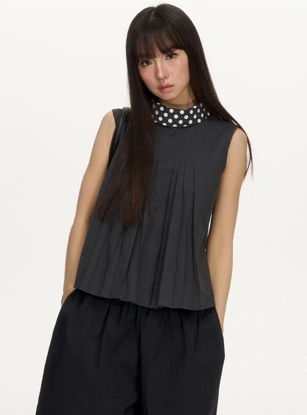 Dot Frill High Neck Two Way Sleeveless