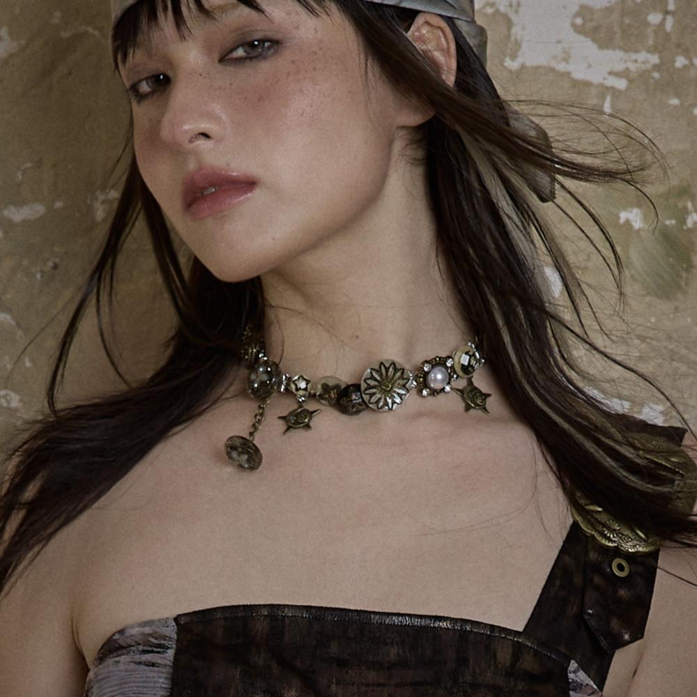 NO ROMANCE 목걸이 레트로 펑키 빈티지 보석 y2k 목걸이