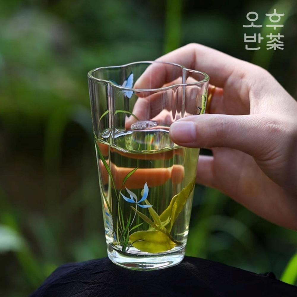 귀여운 풍경 내열유리 물잔 홈카페 커피잔 찻잔 티컵 160ml
