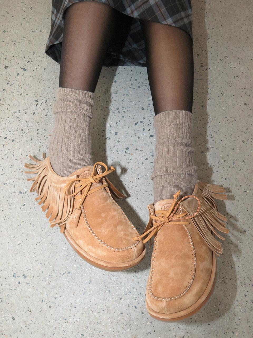 Fringe Moc Shoes Camel