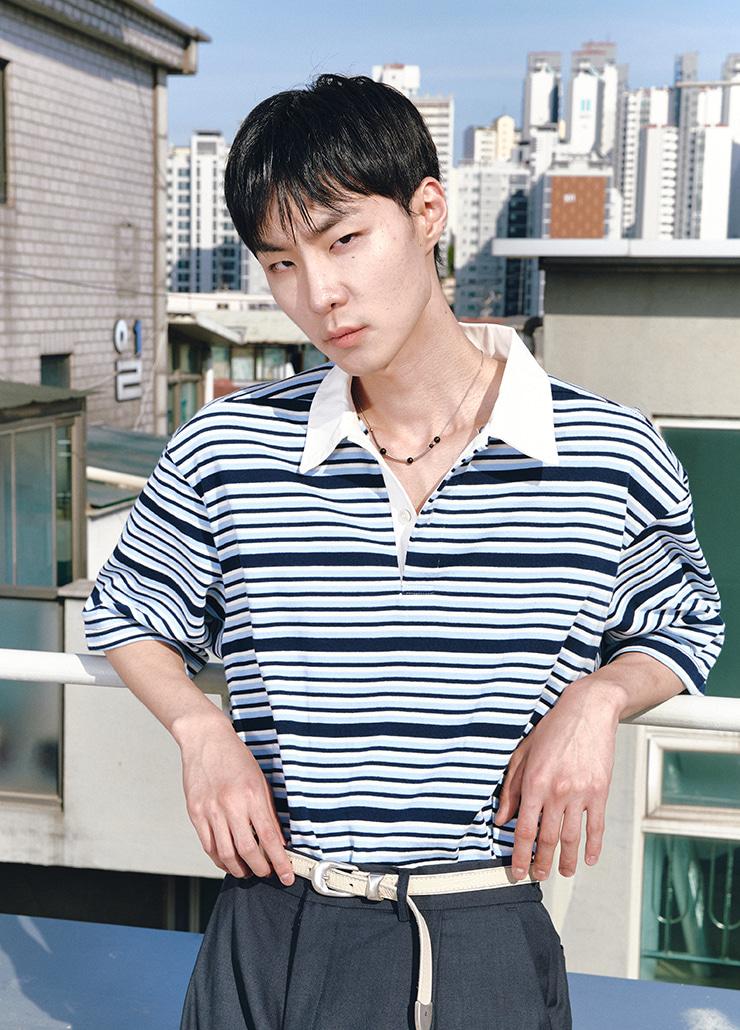 OVERSIZED RUGBY T-SHIRTS (BLUE STIRIPE)