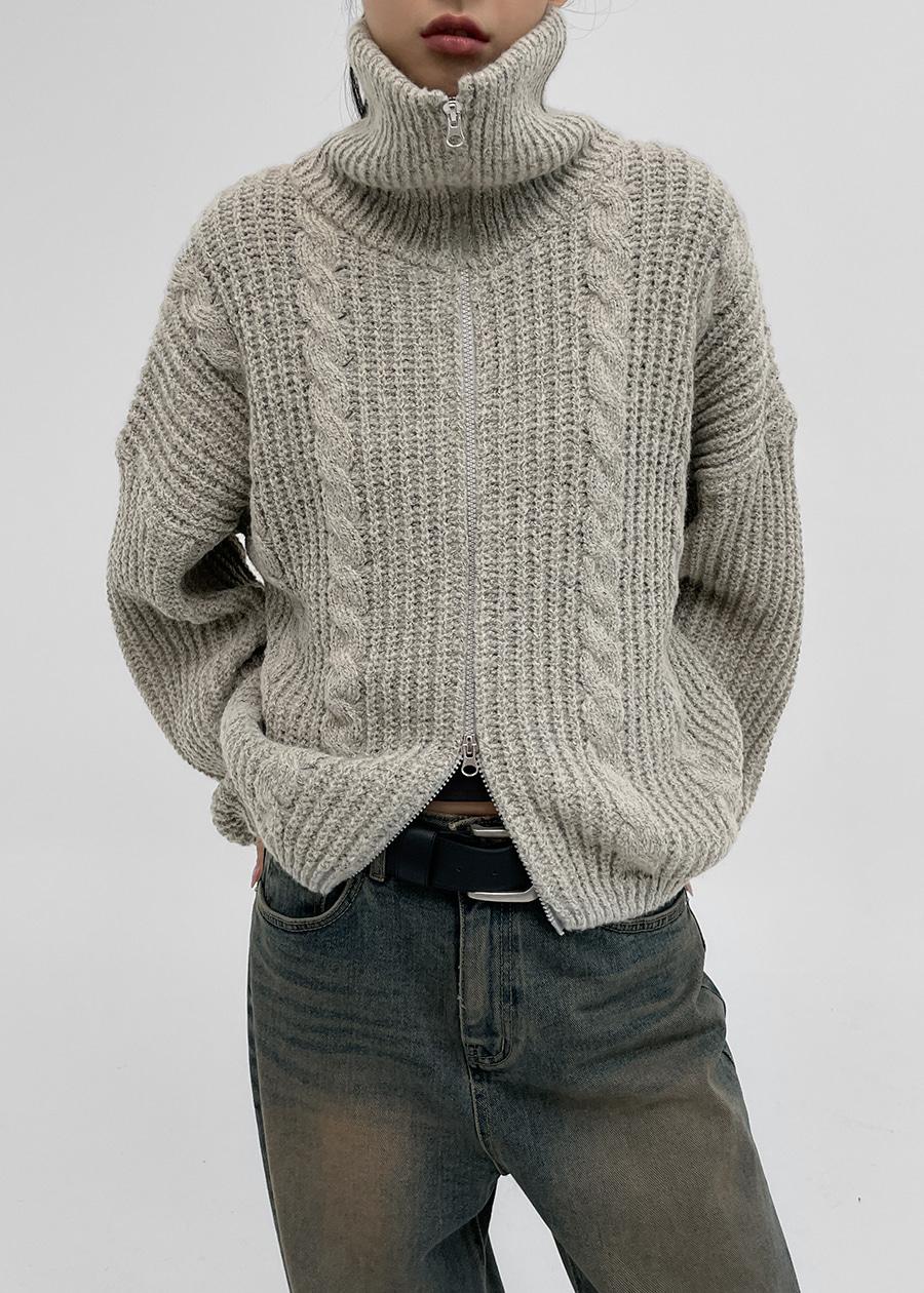 퐁퐁 하이넥 투웨이 니트집업