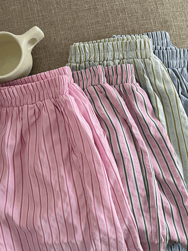 [무료배송] 스트라이프 포켓 지지미 시어서커 잠옷 바지 파자마 팬츠 실내복