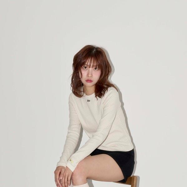 DOT PRINTED LOGO LONG SLEEVE TEE (dot cream)
