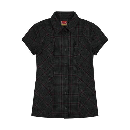 1/2 S CLEF CHECKED HALF LINE SHIRTS (GRAY/BURGUNDY)