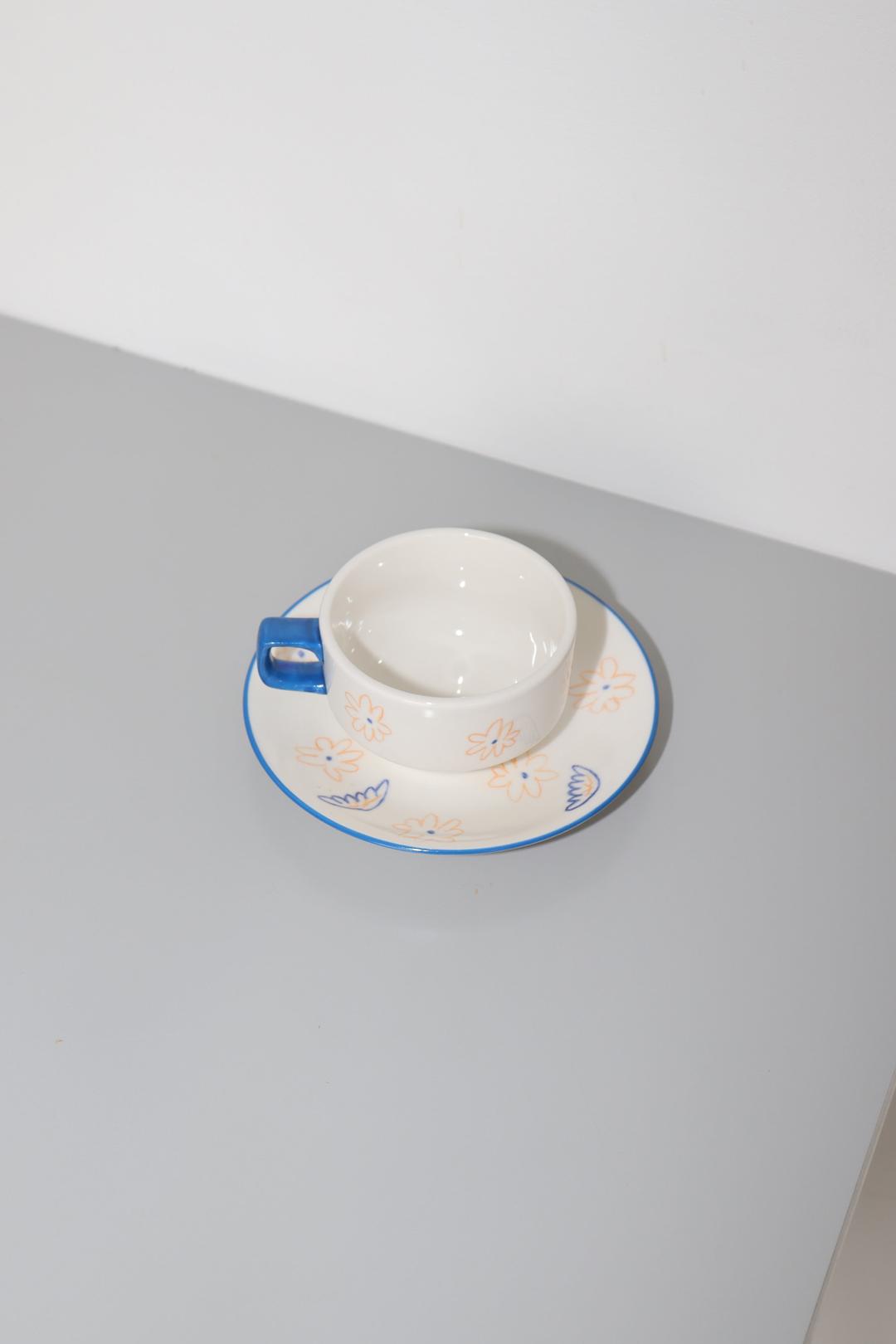 orange flower mug&saucer set