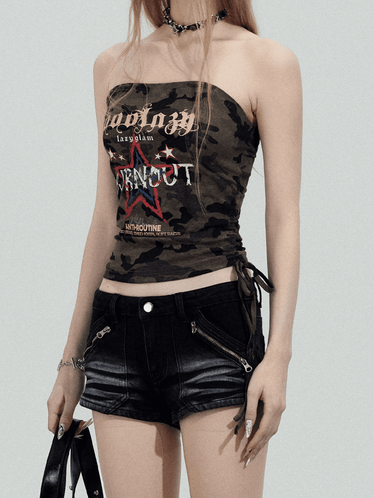 TOOOLAZY Retro Denim Shorts