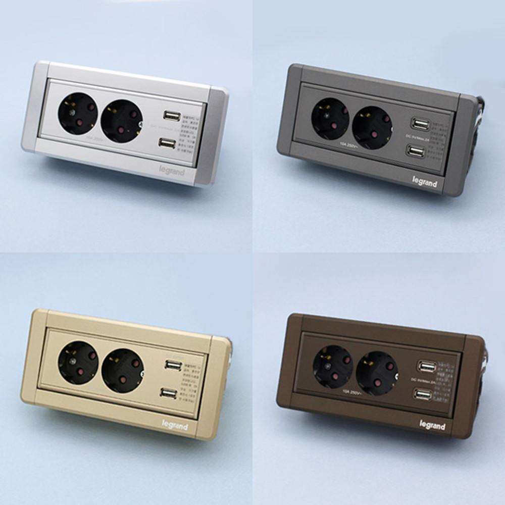 책상 싱크대 상판 코너 팝업 회전 매립 아일랜드 빌트인 콘센트 2구 USB