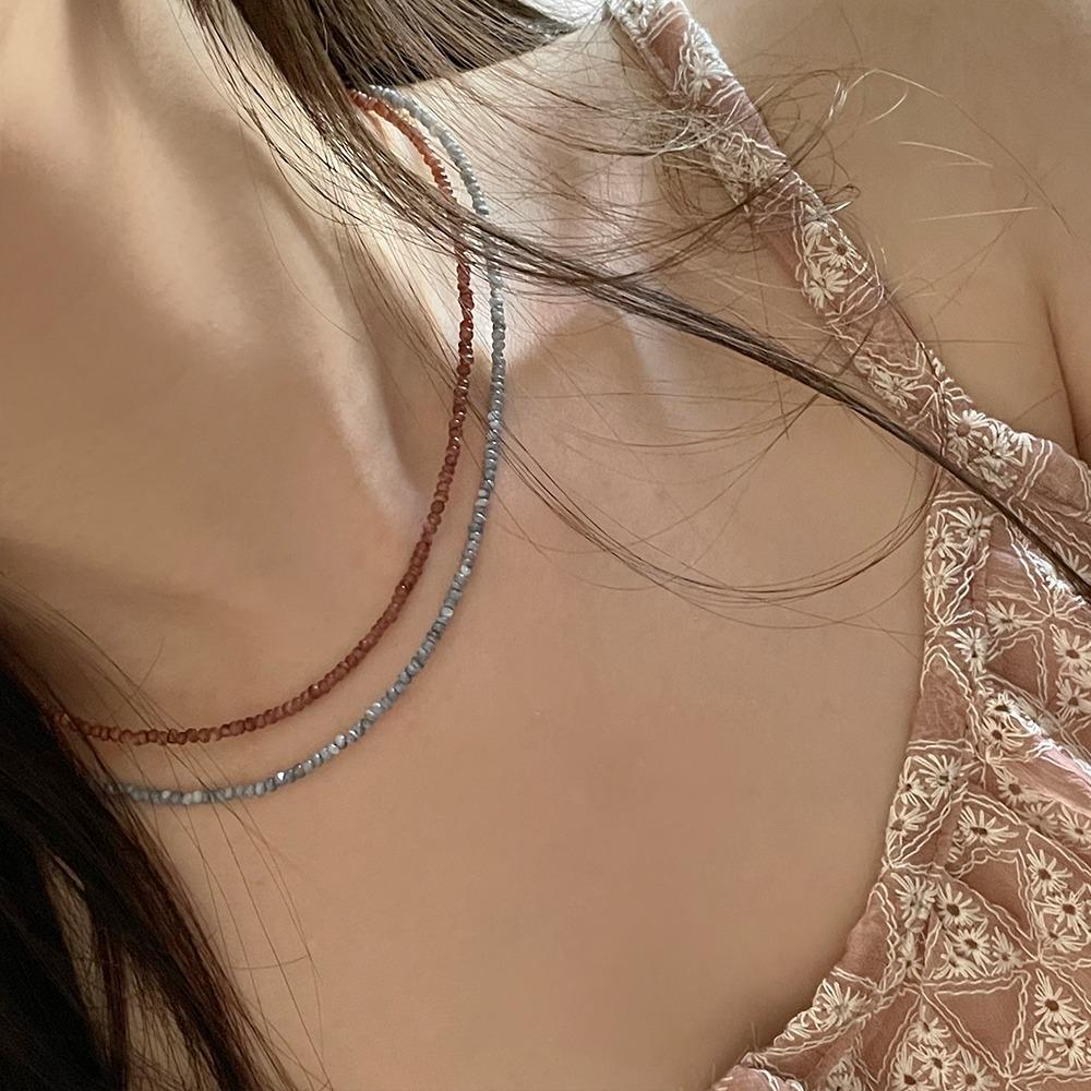 우셀 [무배] Purecard 써지컬스틸 빈티지 자개 비즈 목걸이 (4color)