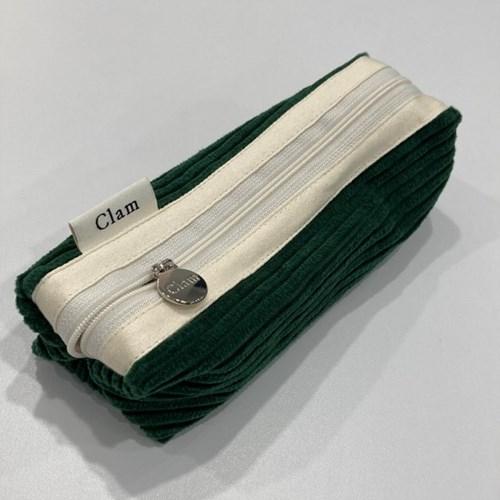 Clam round pencilcase _ Corduroy broccoli