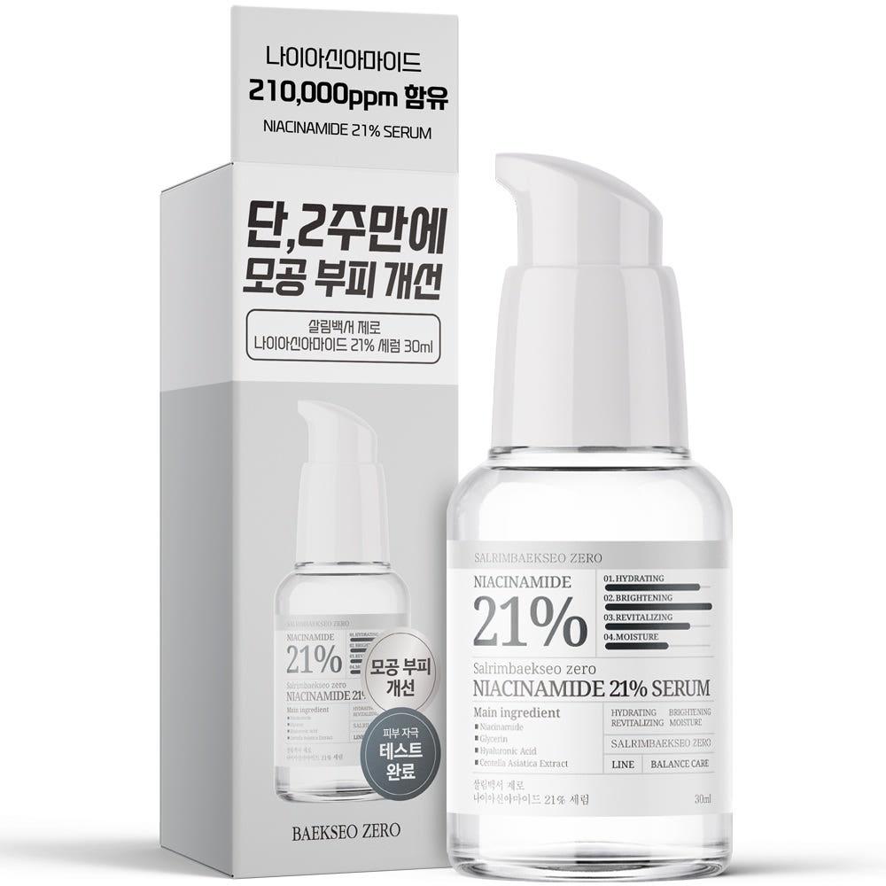 살림백서 제로 나이아신아마이드 21% 세럼 30ml 비타민B3 모공세럼 미백 화이트닝 잡티 