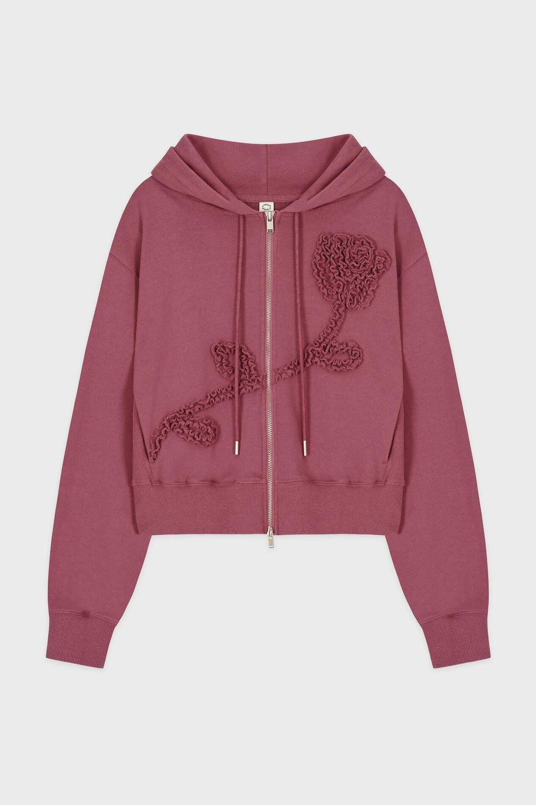 Rose Frill Hoodie Zipup (Rose)