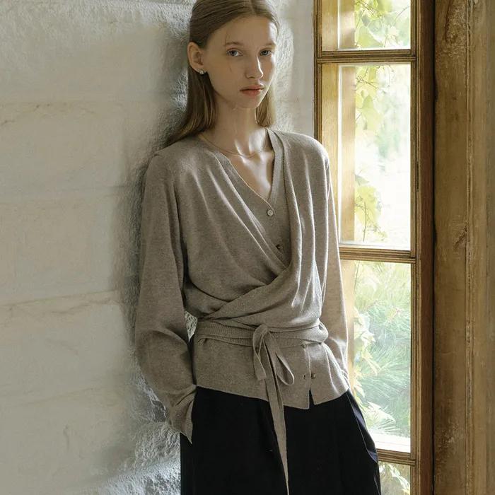 comos 1523 layered strap cardigan (cocoa)