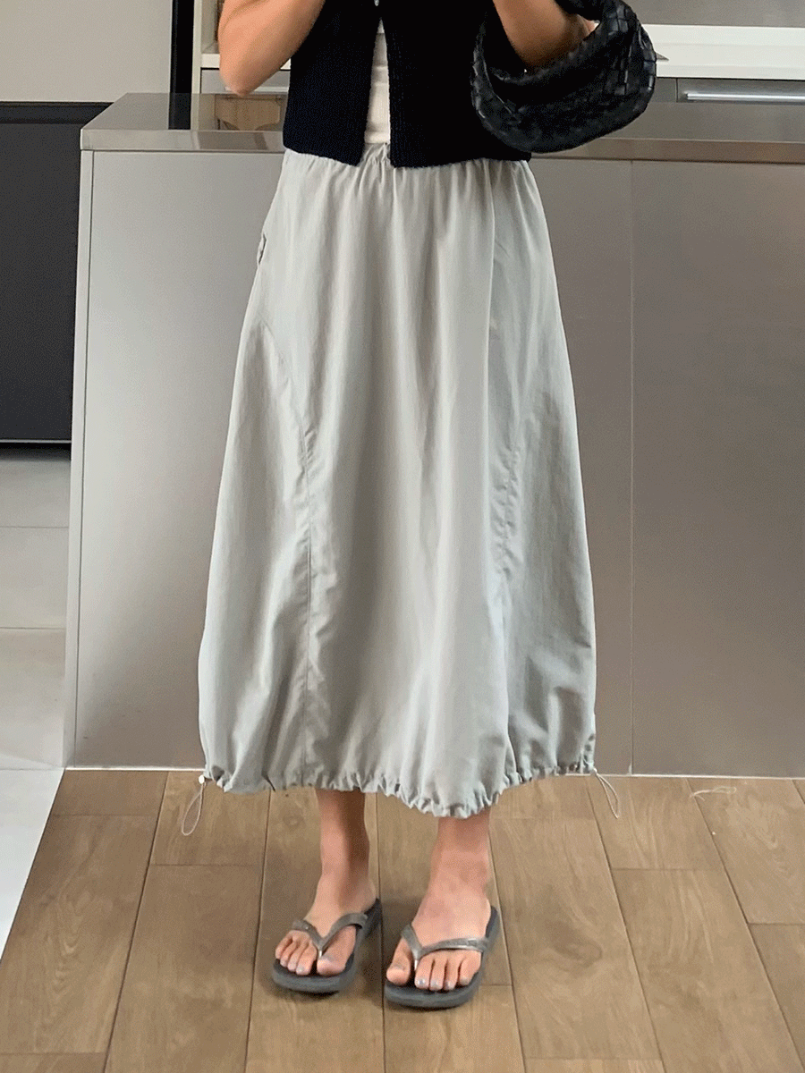 너드 나일론 벌룬 스커트