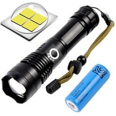 아이엠듀 LED 후레쉬 손전등 충전식 줌 써치라이트 XHP70 건전지 포함