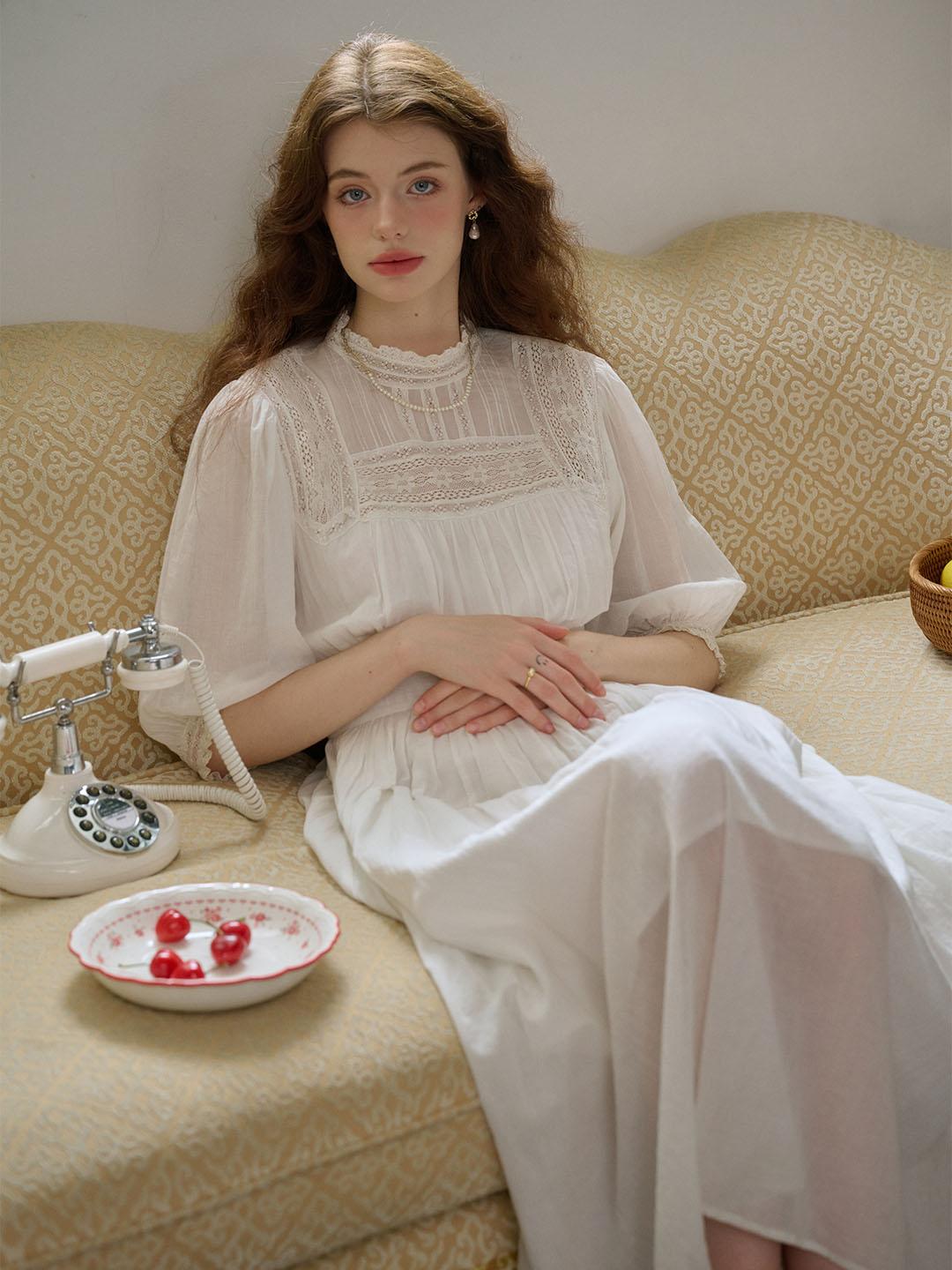 Averie Lace Panel White Dress - XS
