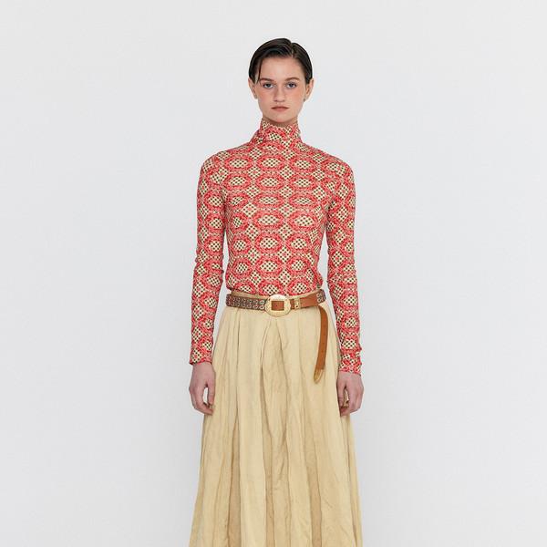 WICOLE Flared Maxi Skirt - Beige