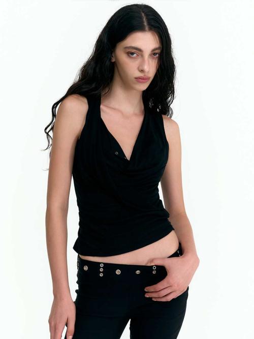 DRAPED HENLEY TANK (BLACK)