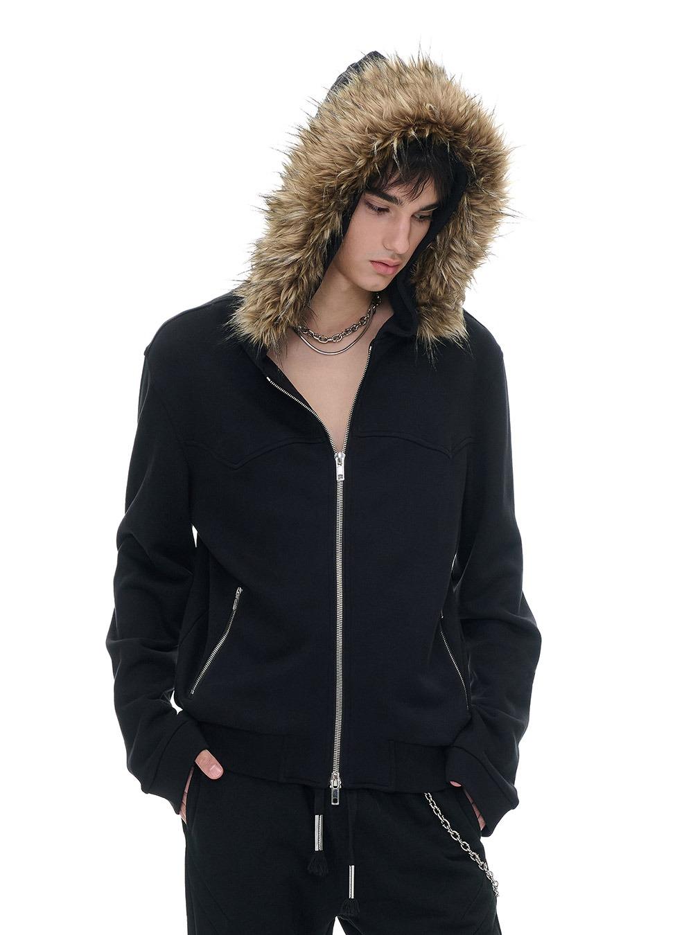 [TERRAINCOGNITA] Fur Hood Zip-Up Hoodie