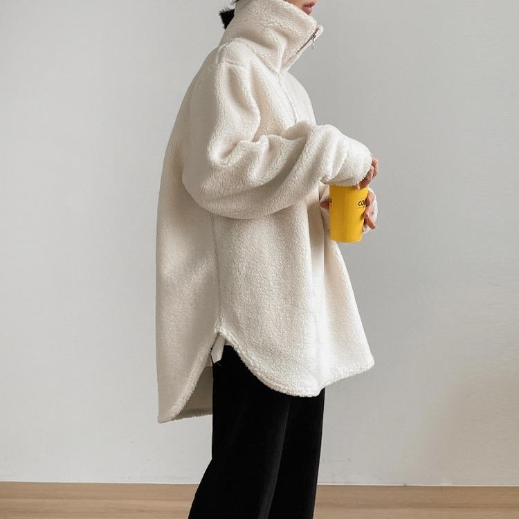 루즈핏 카라 뽀글이 양털 맨투맨