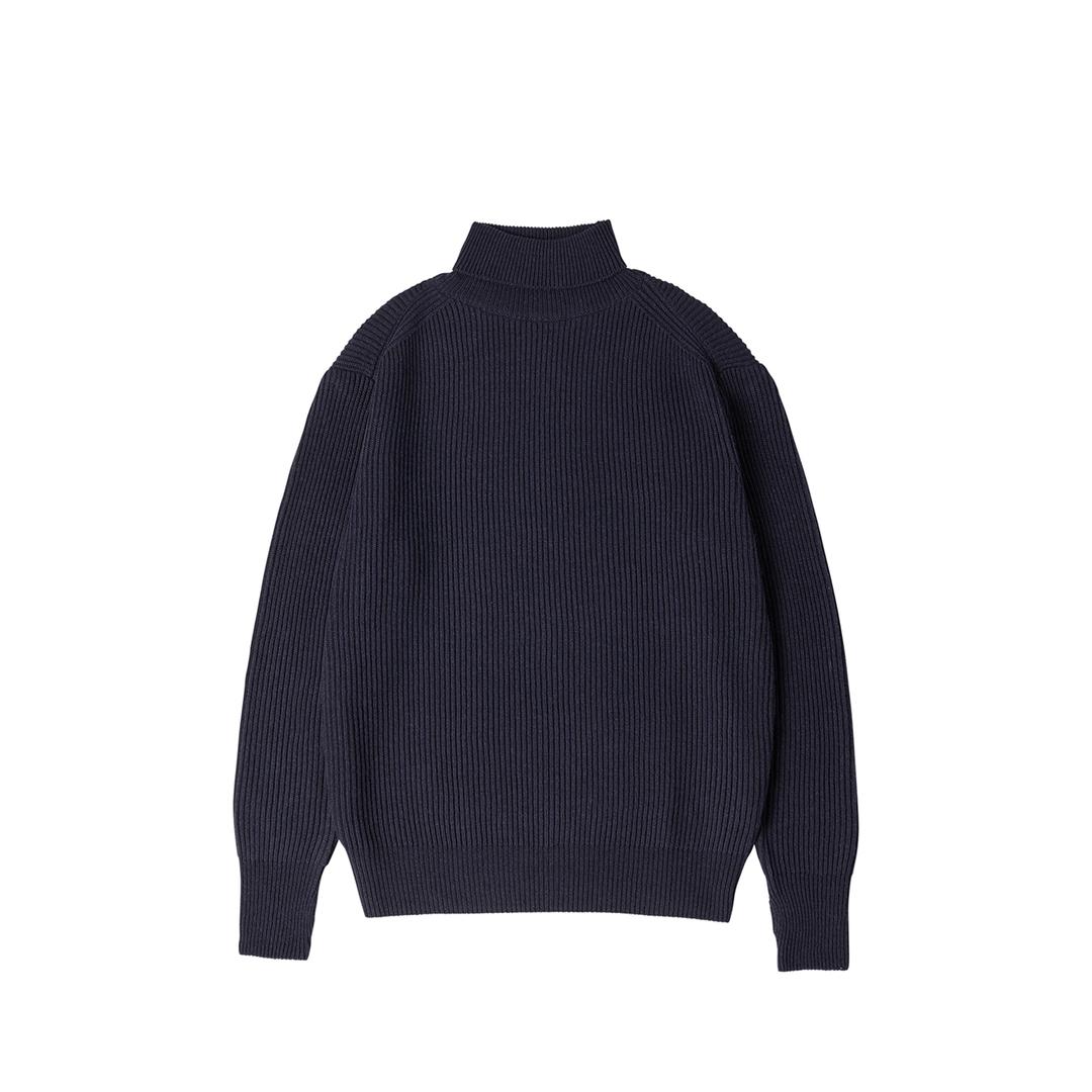 SHOULDER RIB TURTLENECK (Dark Navy)