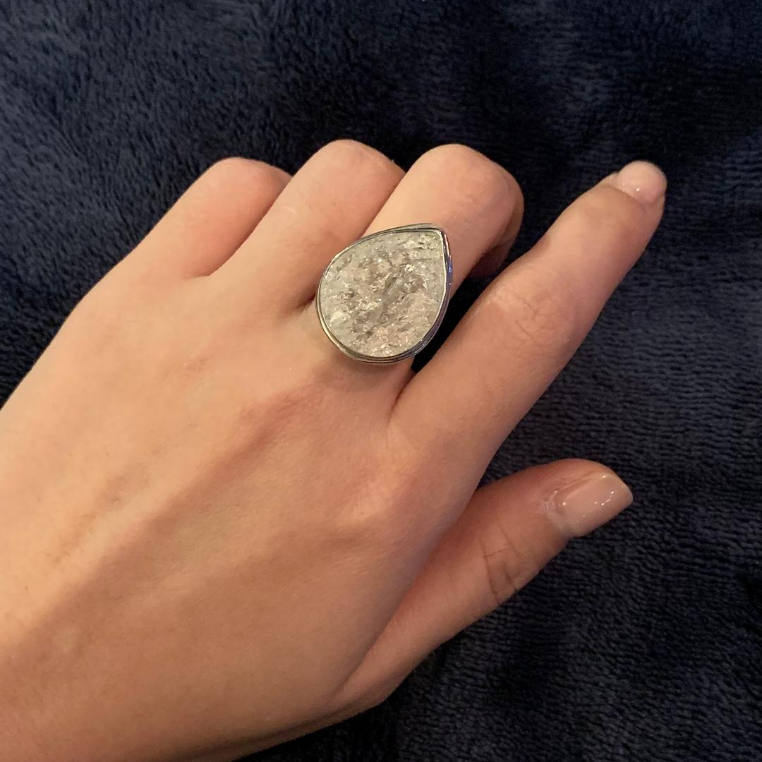 rock crystal drop cut ring