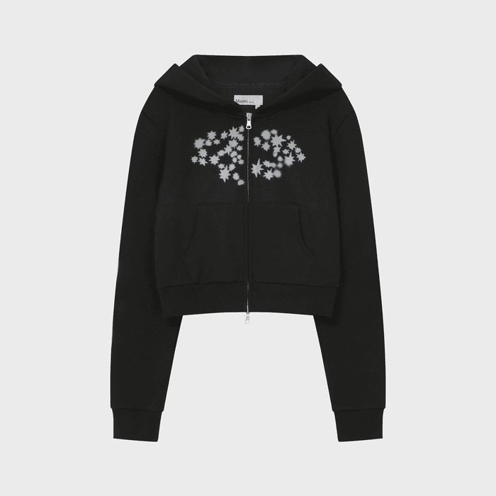 Midnight star zip-up hoodie BLACK