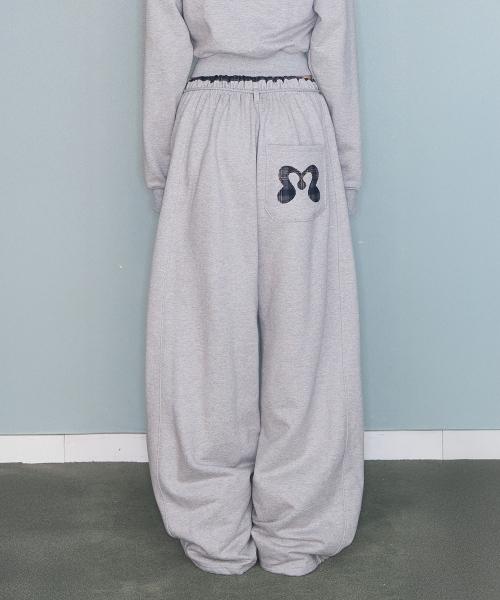 CHECK CONTRAST SWEAT PT GREY