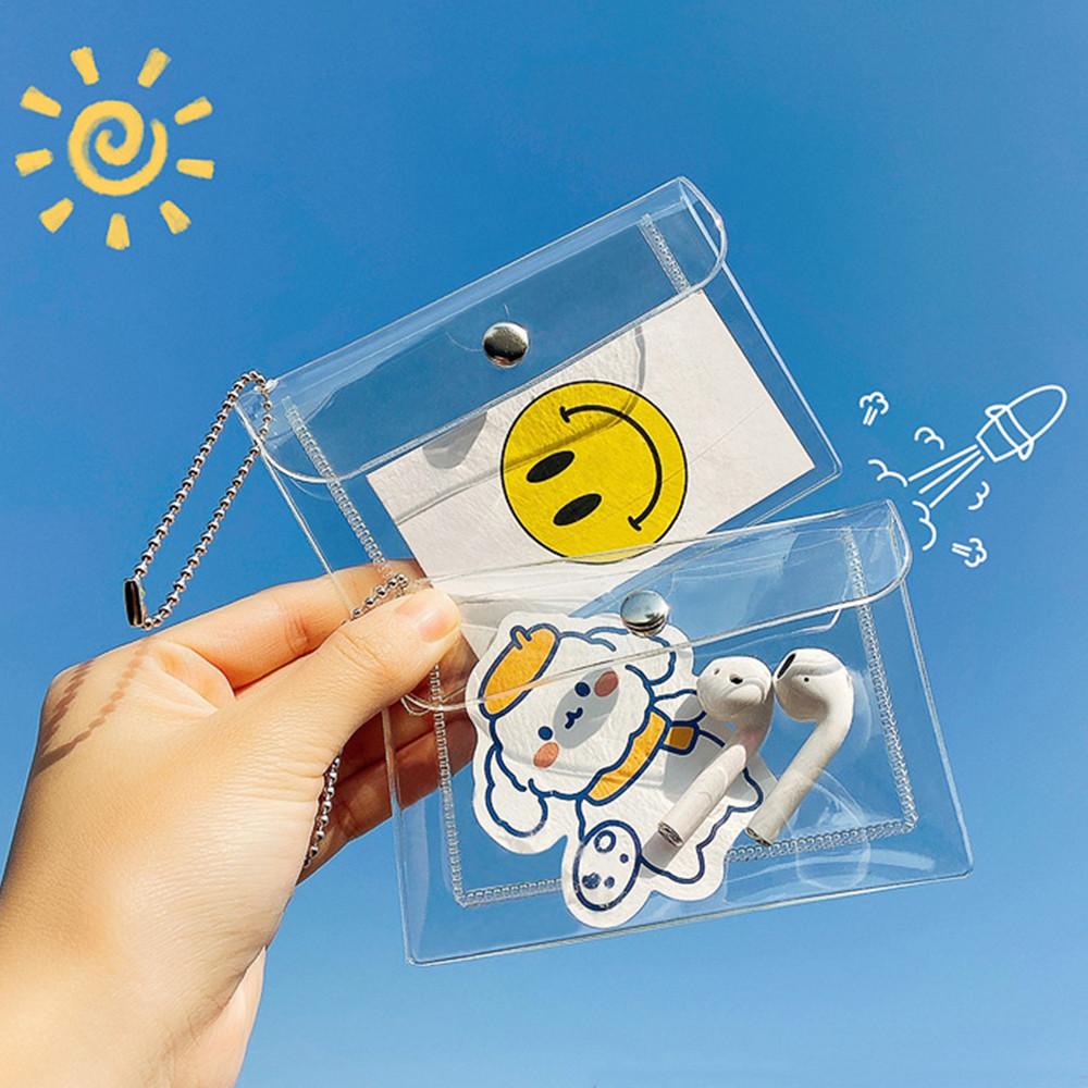 투명 카드지갑 PVC 똑딱이 글리터 펄 젤리 목걸이 지갑 사진 스티커 꾸미기 슬리브 홀더
