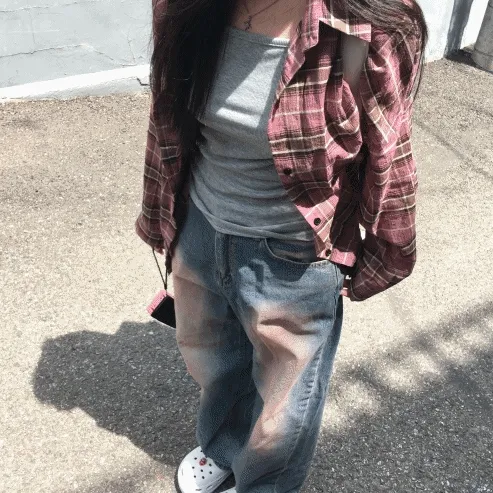 mody vintage nb 모디 빈티지 체크 남방 2color