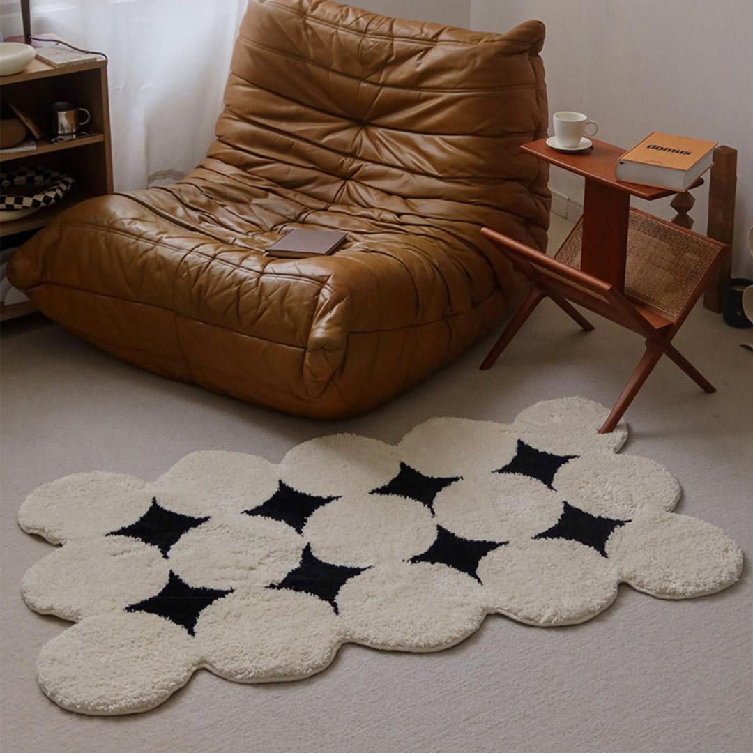 체크 카페트 도트 무늬 쟈가드 인테리어 발매트 미니러그