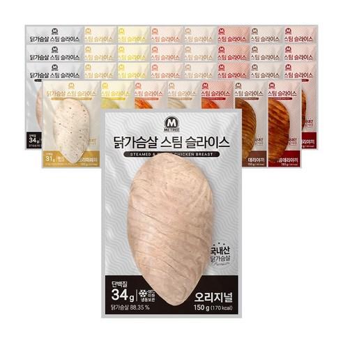 미트리 닭가슴살 스팀 슬라이스 8종혼합, 150g, 32개 - 간편닭가슴살 | 쿠팡