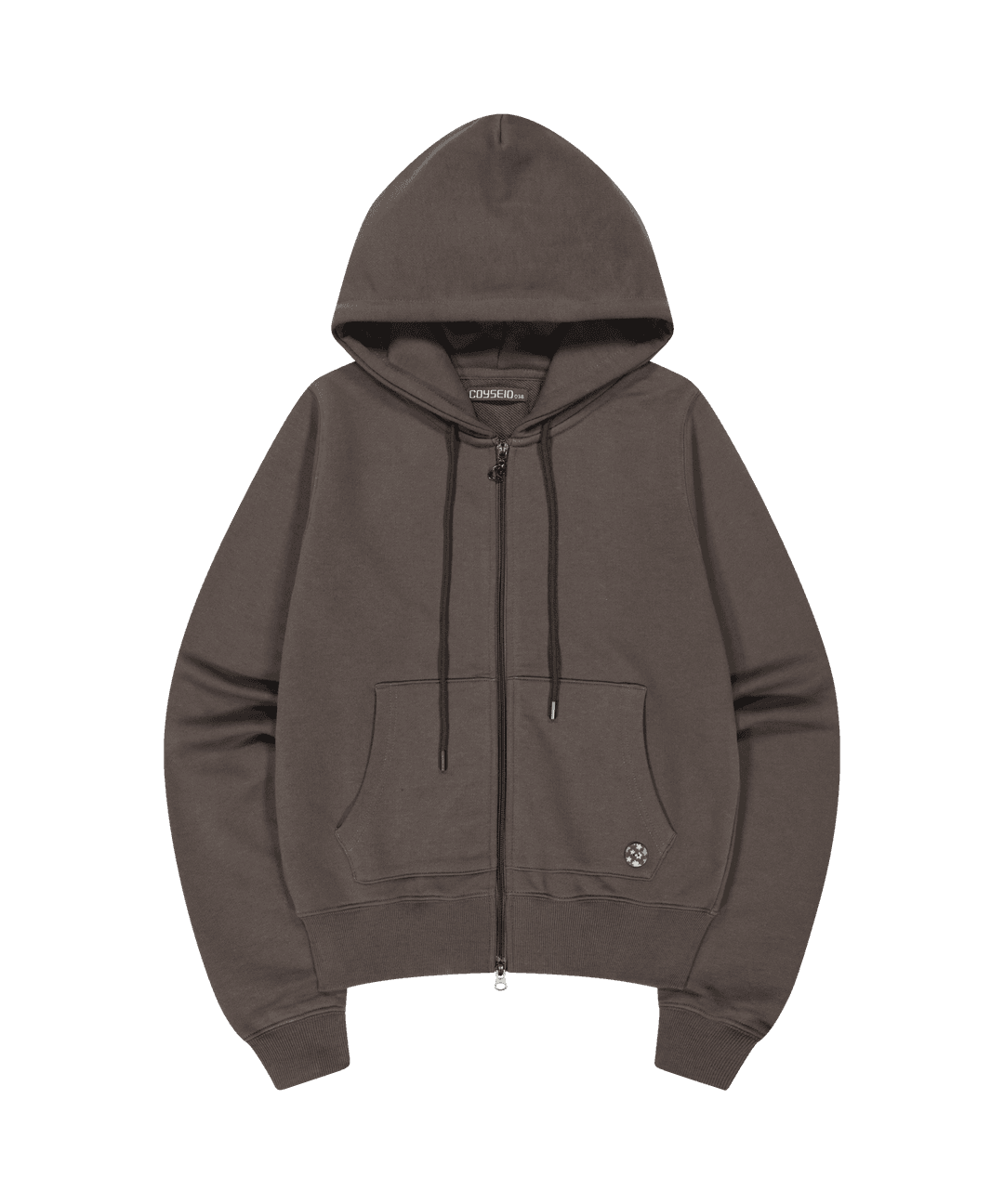 038 COZY HOOD ZIP-UP BROWN
