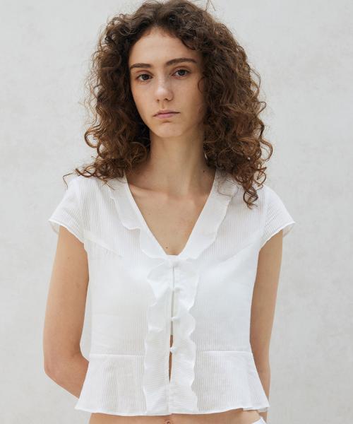 코튼 플레어 블라우스 WH