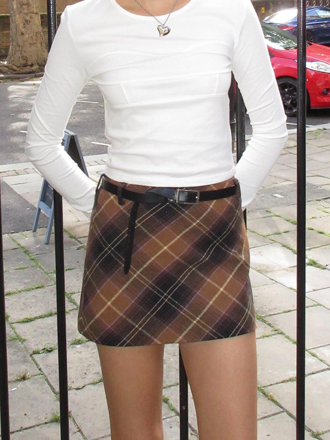 CHECK MINI SKIRT (BROWN)