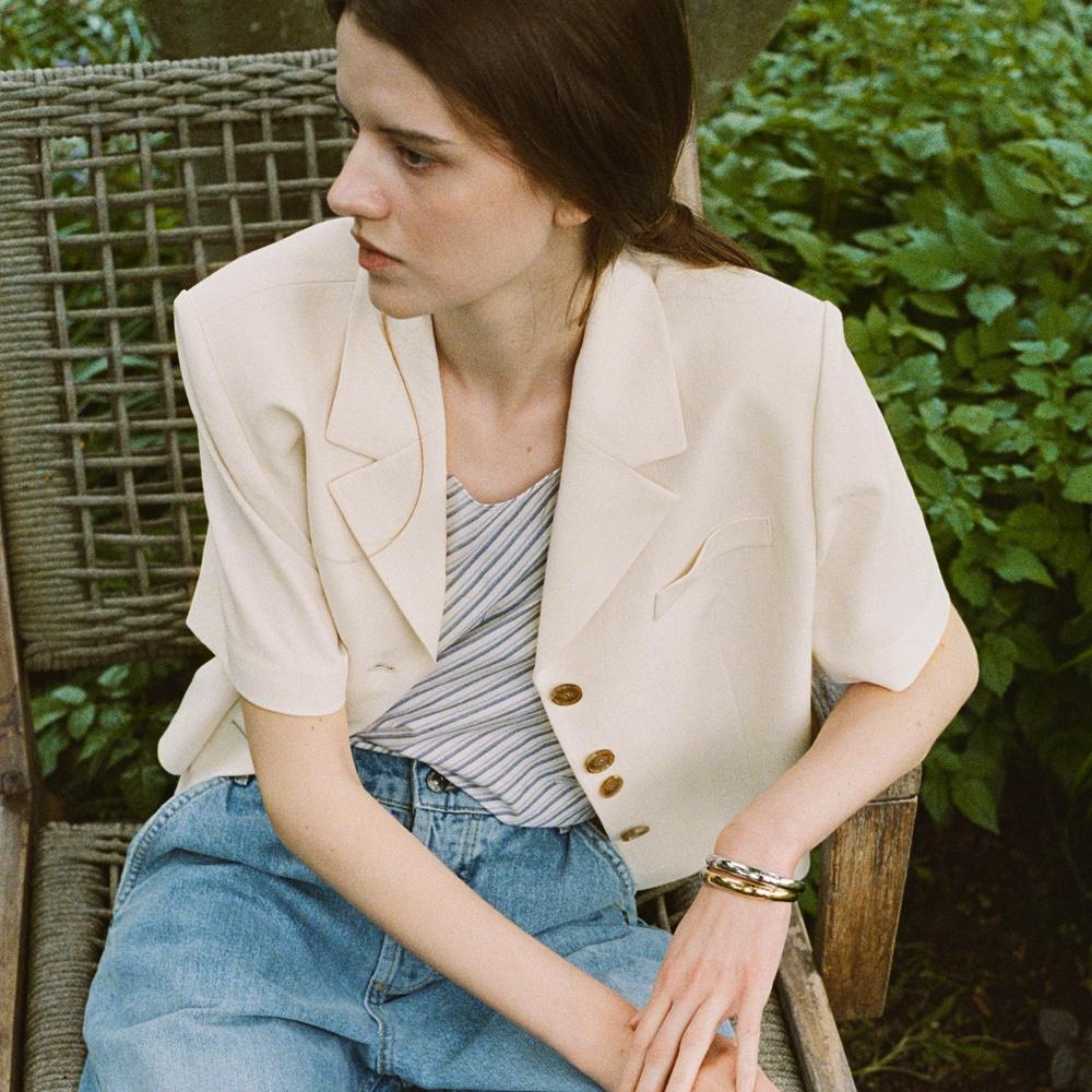 Button Point Half Sleeve Jacket SW4MJ773_2color