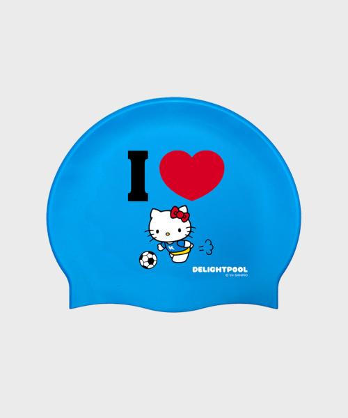 I Love Soccer Swim Cap - Blue