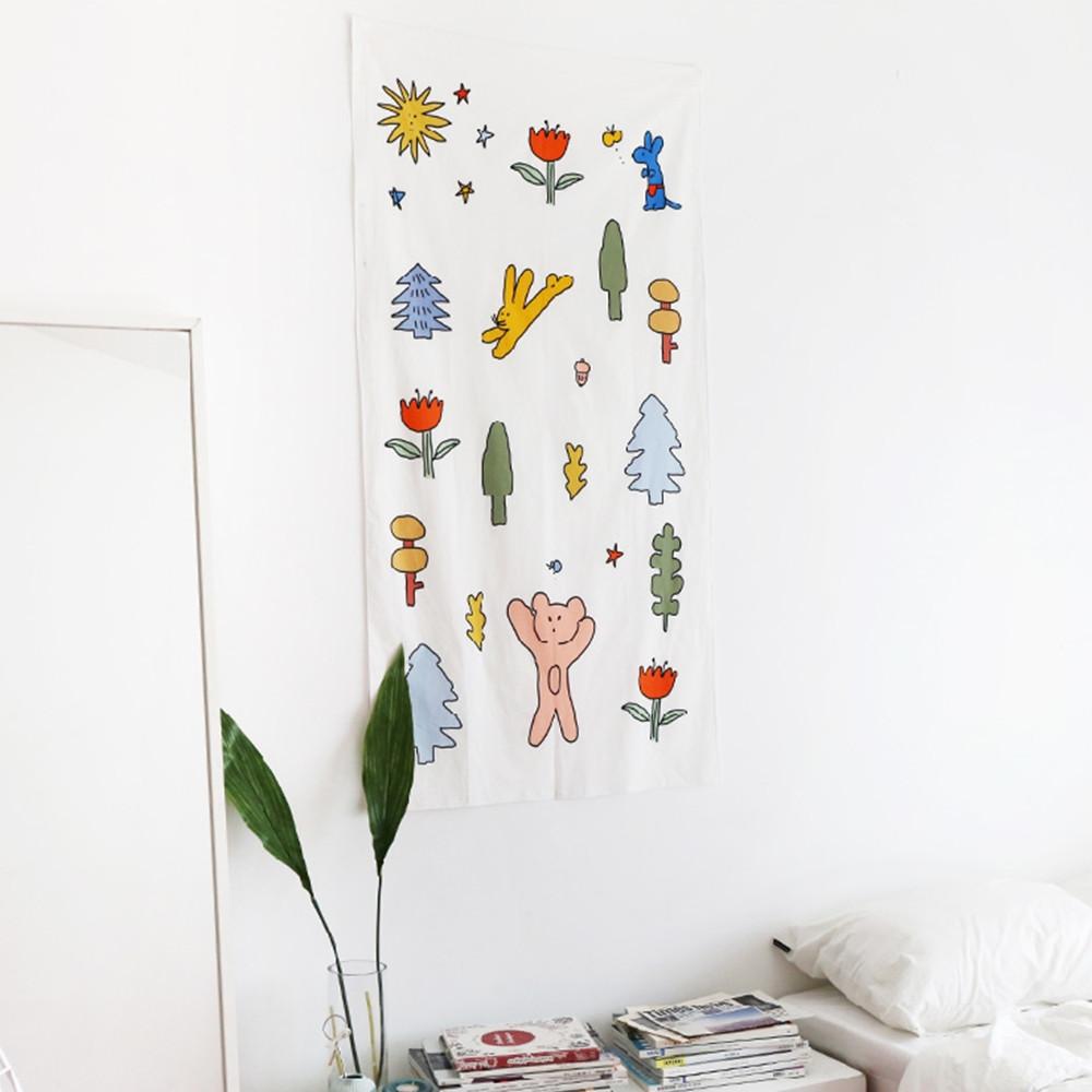 귀여운 드로잉 패브릭 포스터 2종 아기방 아이방 그림 두꺼비집 배전함 가리개