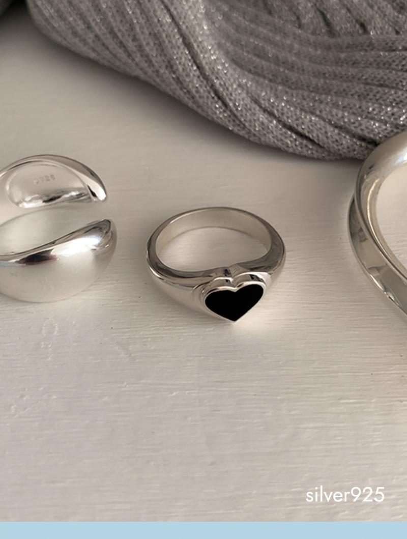 onyx heart ring (silver925)