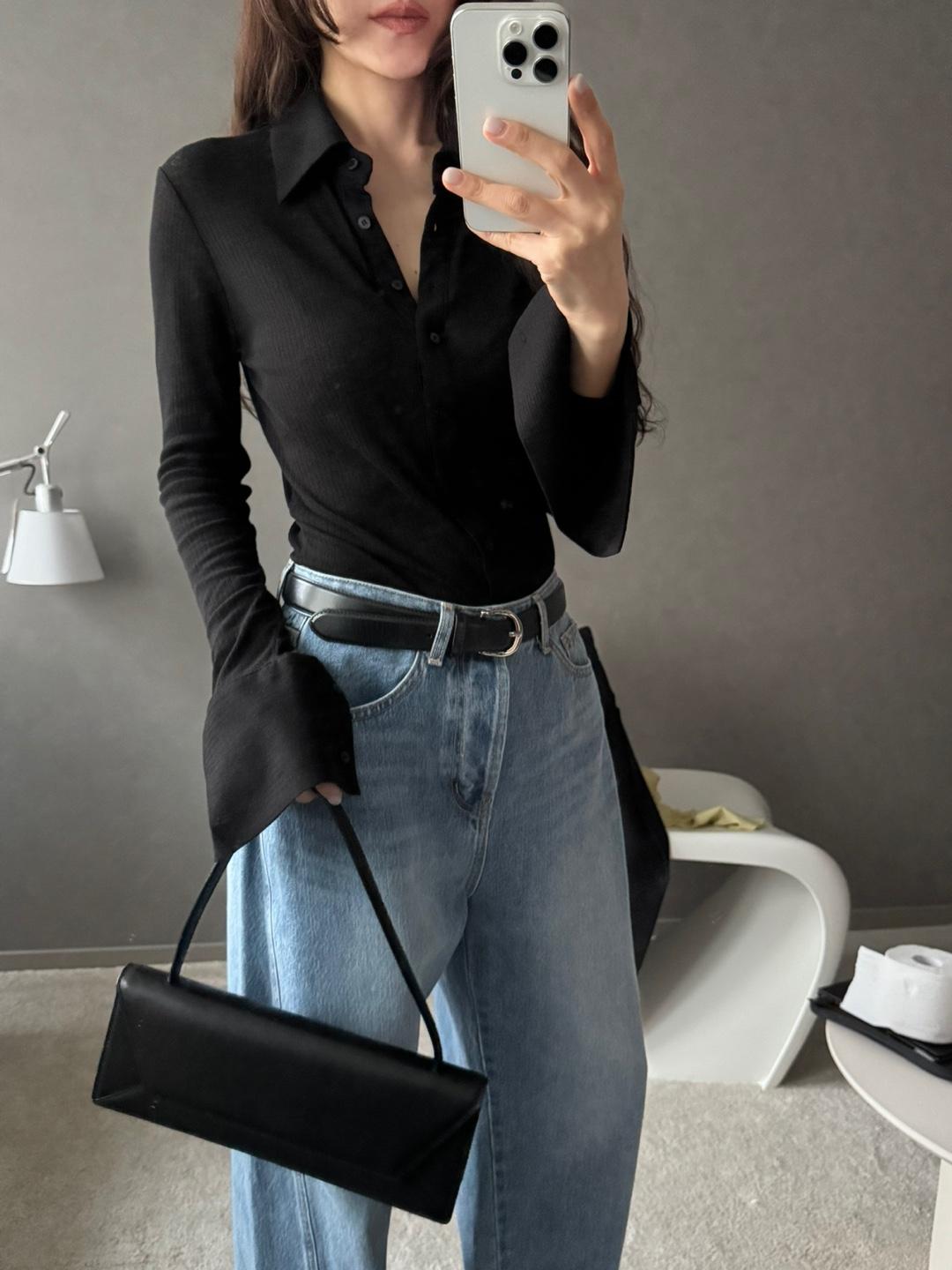 wool rib collar shirts(소진시)-black