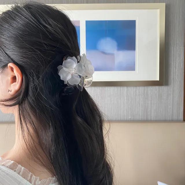 [핸드메이드/자체제작] 플라워 꽃포인트 반머리 올림머리 헤어 집게핀 집게삔 헤어핀 머리핀 반묶음 머리끈