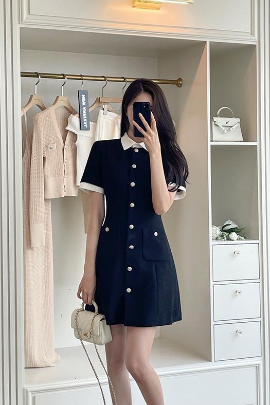 (수입)타이나 배색 원피스